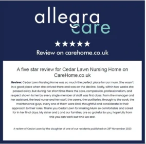 Another five star review for cedar