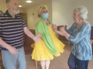 Residents dancing for joy at cherry blossom